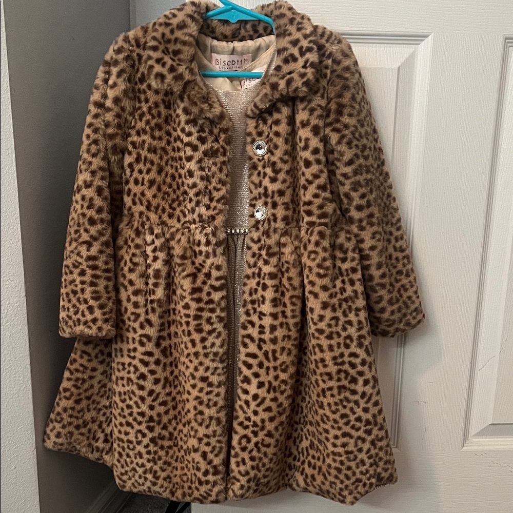 Biscotti Brown Leopard Kids Coat and formal dress set